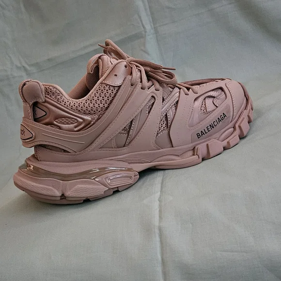 Men's Balenciaga Track Sneaker Dark Tan Leather Mesh Luxury Sneakers Size 8 US - Picture 5 of 16